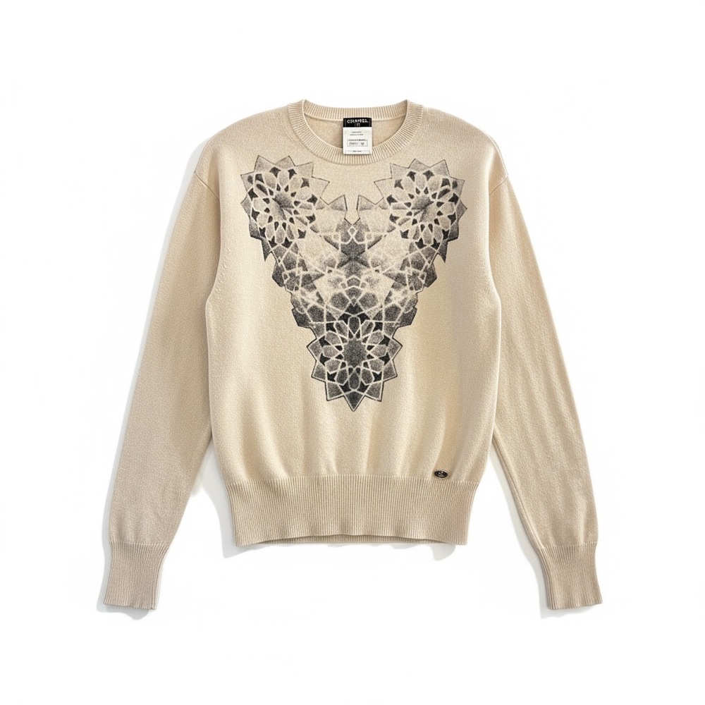 Chanel cream natural cashmere sweater